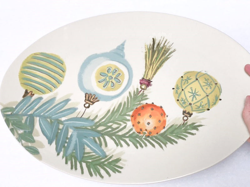 Oval Stoneware Platter (Holiday Foliage)